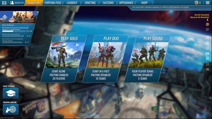 To start the game, go to the Launch Bay tab in the main menu. - The Cycle Guide