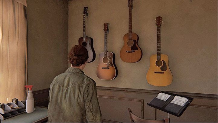 Guitar is Joels favorite musical instrument (from The Last of Us) - The Last of Us 2: When is playing a guitar available? - Campaign and exploration - The Last of Us 2 Guide