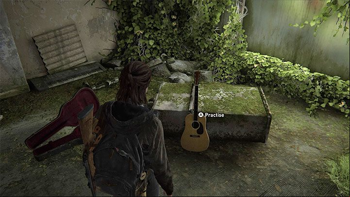 After finding the guitar in a music store, Ellie will play a song of a famous band A-ha - Take On Me - The Last of Us 2: When is playing a guitar available? - Campaign and exploration - The Last of Us 2 Guide