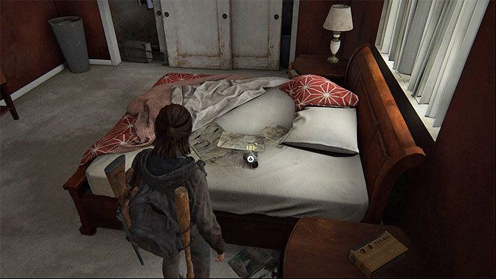 The first trap mine is found on a bed in the bedroom, inside the apartment - The Last of Us 2: Crafting - list of items - Character development and equipment upgrades - The Last of Us 2 Guide