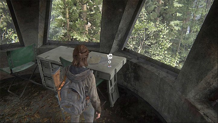 The trading card is on the desk in the towers vantage point - The Last of Us 2: The Gate - collectibles, artefacts, coins - Seattle Day 1 - Ellie - The Last of Us 2 Guide