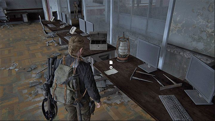 Not long after using the ladder, you will reach office 808 of a ruined building - The Last of Us 2: The Shortcut - collectibles, artefacts, coins - Seattle Day 2 - Abby - The Last of Us 2 Guide