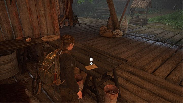 The document lies on a wooden table inside one of the huts - The Last of Us 2: The Island - collectibles, artefacts, coins - Seattle Day 3 - Abby - The Last of Us 2 Guide