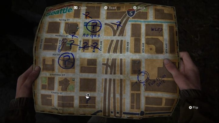 Since you have fuel, you can head to the closed gate or take some time to explore other buildings - The Last of Us 2: Downtown, Seattle Day 1, Ellie walkthrough - Seattle Day 1 - Ellie - The Last of Us 2 Guide