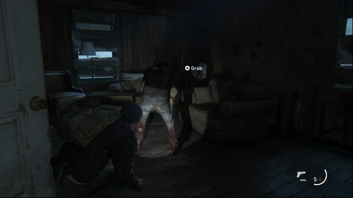 Inside, you will find an infected - you can kill the enemy quietly, using the listen mode and attacking from behind - The Last of Us 2: Prologue, Waking Up, Jackson walkthrough - Jackson - The Last of Us 2 Guide