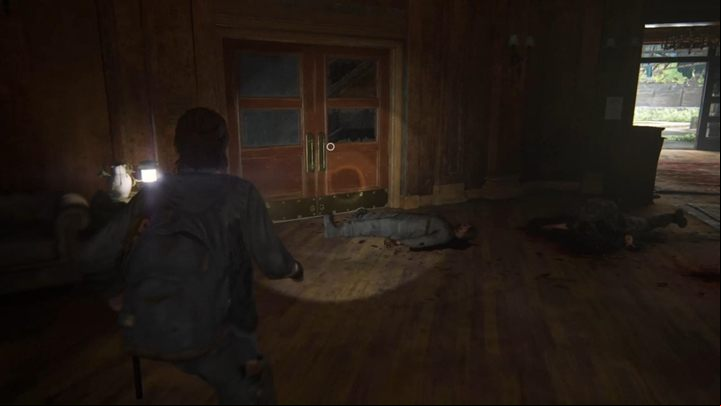 As you walk forward youll notice that one of the infected jumps over the wall and runs straight into the hotel - TLoU2: Return to the gate with fuel canister, Seattle Day 1, Ellie walkthrough - Seattle Day 1 - Ellie - The Last of Us 2 Guide