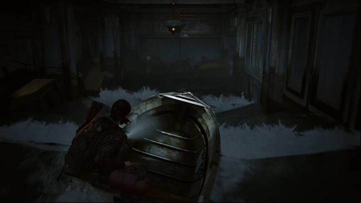 Swim forward and enter the building - let the waves guide you - The Last of Us 2: The Flooded City - boat trip, Seattle Day 3 Ellie walkthrough - Seattle Day 3 - Ellie - The Last of Us 2 Guide