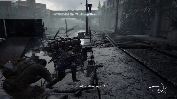 However, before you hide, pull out the crate and push it all the way to the door in order to use it as a cover - The Last of Us 2: The Marina, Seattle Day 3 Abby walkthrough - Seattle Day 3 - Abby - The Last of Us 2 Guide