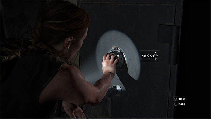 You can now return to the bakery building and interact with the safe - The Last of Us 2: Safe combinations - Seattle, Day 1 Abby - Safes - The Last of Us 2 Guide