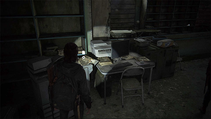 The leaflet is lying on a photocopier - The Last of Us 2: Downtown map - collectibles, artefacts, coins - Seattle Day 1 - Ellie - The Last of Us 2 Guide