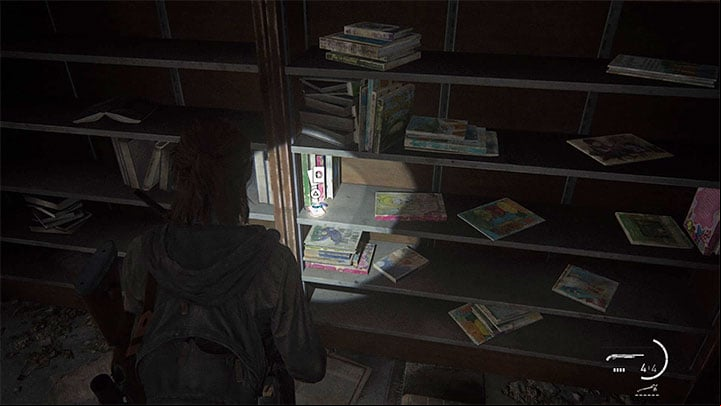 The secret is on one of the shelves - The Last of Us 2: Capitol Hill - collectibles, artefacts, coins - Seattle Day 1 - Ellie - The Last of Us 2 Guide