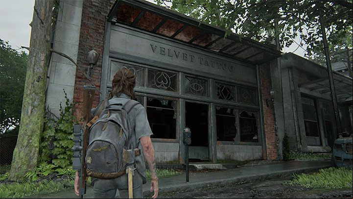 Head to the Velvet Tattoo on the left - The Last of Us 2: Hillcrest - collectibles, artefacts, coins - Seattle Day 2 - Ellie - The Last of Us 2 Guide