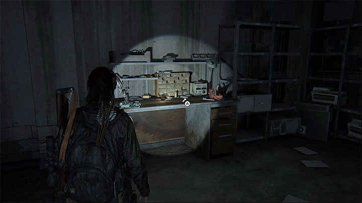 The workbench is in an adjacent room - The Last of Us 2: Road to the Aquarium - collectibles, artefacts, coins - Seattle, Day 3 - Ellie - The Last of Us 2 Guide