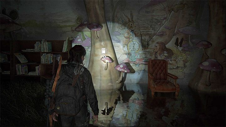 The diary entry icon will appear after you reach a partially flooded childrens section - The Last of Us 2: Road to the Aquarium - collectibles, artefacts, coins - Seattle, Day 3 - Ellie - The Last of Us 2 Guide