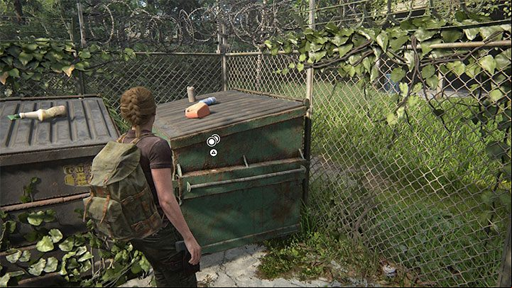 Youll find yourself in a fenced-off area with trash containers - The Last of Us 2: Tracking Lesson - collectibles, artefacts, coins - The Park - The Last of Us 2 Guide
