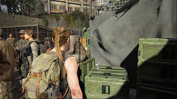 Stay in the area where you found the workbench described above - The Last of Us 2: The Forward Base - collectibles, artefacts, coins - Seattle Day 1 - Abby - The Last of Us 2 Guide