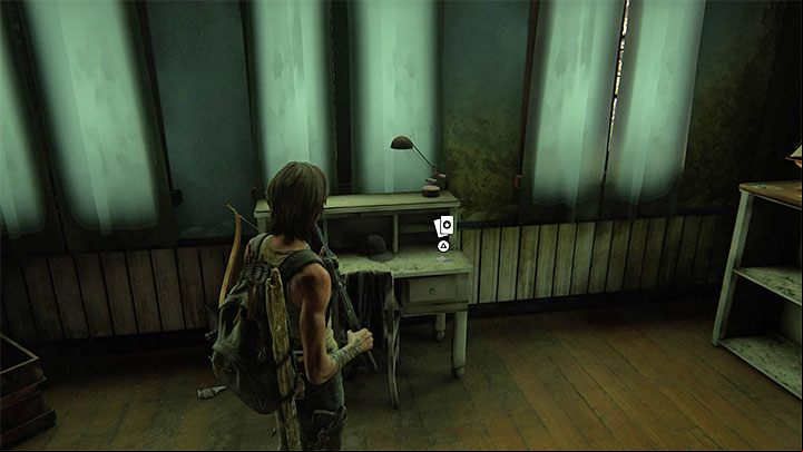 The card is on a desk inside the building - The Last of Us 2: Pushing Inland - collectibles, artefacts, coins - Santa Barbara - The Last of Us 2 Guide