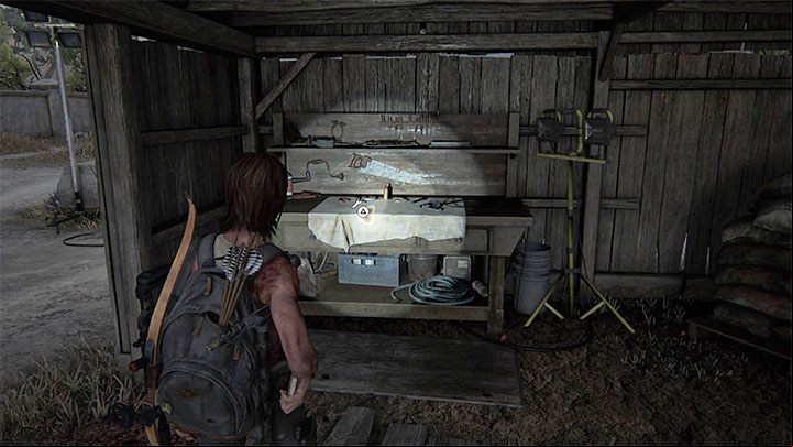 The workbench is located in a large roof-covered area - The Last of Us 2: The Resort - collectibles, artefacts, coins - Santa Barbara - The Last of Us 2 Guide