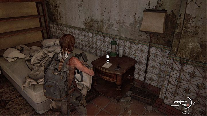 Youll find the document upstairs - its on a table near the mattress - The Last of Us 2: The Resort - collectibles, artefacts, coins - Santa Barbara - The Last of Us 2 Guide