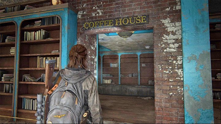 Inside the bookstore, you will find a age to the Coffee House cafe - The Last of Us 2: How to get gun silencer? - Combat - The Last of Us 2 Guide