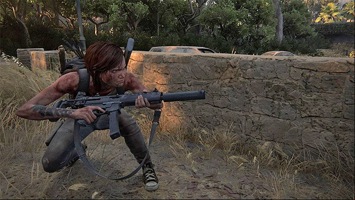 During Santa Barbara, the final chapter, Ellie automatically gets the last firearm - a Silenced Submachine Gun - The Last of Us 2: How to get gun silencer? - Combat - The Last of Us 2 Guide
