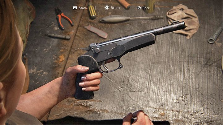 You can find the first hunting pistol in the safe in the On Foot stage - more information in the Safes chapter - The Last of Us 2: Weapons, gadgets - list - Basics - The Last of Us 2 Guide