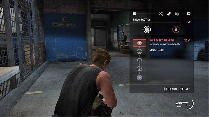 This tree contains skills that increase Abbys health, make the listen mode more useful and allow you to hold your breath while aiming - The Last of Us 2: Training manuals, ive skills - Character development and equipment upgrades - The Last of Us 2 Guide
