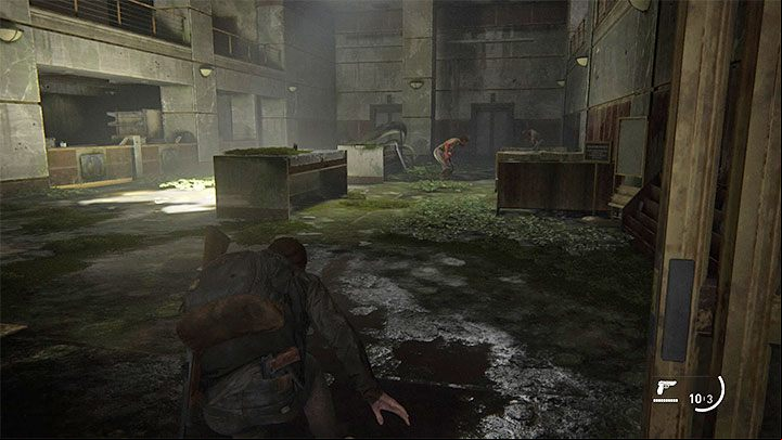 After moving through the rubble, you reach the ruined lobby of the bank - The Last of Us 2: How to get Shotgun? - Combat - The Last of Us 2 Guide