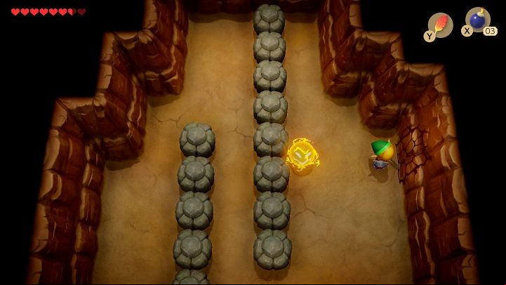 Go back higher and place a bomb near the cracked wall on the right - Anglers Tunnel | Links Awakening Walkthrough - Walkthrough - Links Awakening Guide