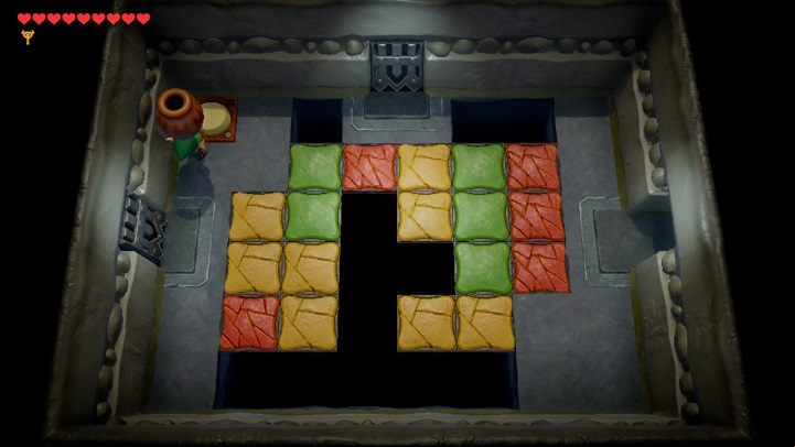 Kill all monsters and be careful not to stand on the colorful floor for too long because it will collapse under you - Anglers Tunnel | Links Awakening Walkthrough - Walkthrough - Links Awakening Guide