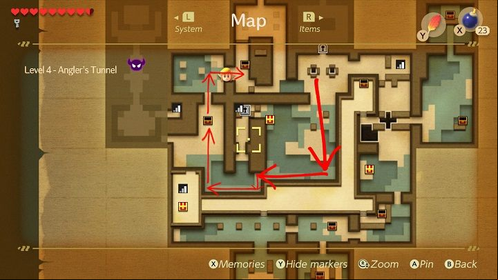 Kill the red monsters and the key will fall from above into the hole in the floor - Anglers Tunnel | Links Awakening Walkthrough - Walkthrough - Links Awakening Guide