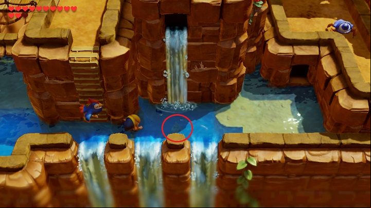 Go down the stairs to the water and go right until you reach a ladder - Eagles Tower | Links Awakening Walkthrough - Walkthrough - Links Awakening Guide