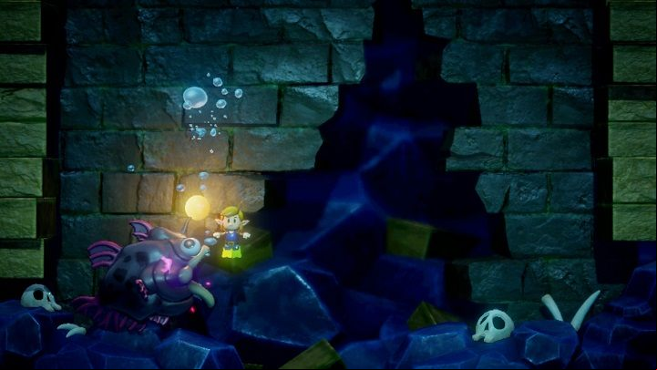 Angler Fish is the Main boss of Anglers Tunnel that guards the Surf Harp - Angler Fish | Boss in Links Awakening - Bosses - Links Awakening Guide