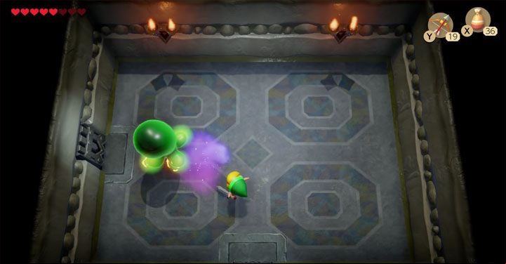 Giant Buzz Blob is the first Mini-Boss in the optional level of the game - Color Dungeon - Giant Buzz Blob | Boss in Links Awakening - Bosses - Links Awakening Guide