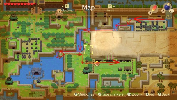 Swim southwest in the river to the Marthas Bay - Catfishs Maw | Links Awakening Walkthrough - Walkthrough - Links Awakening Guide