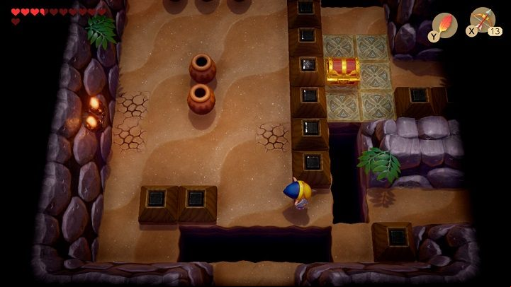 Go through the door, move the brick and go up - Catfishs Maw | Links Awakening Walkthrough - Walkthrough - Links Awakening Guide