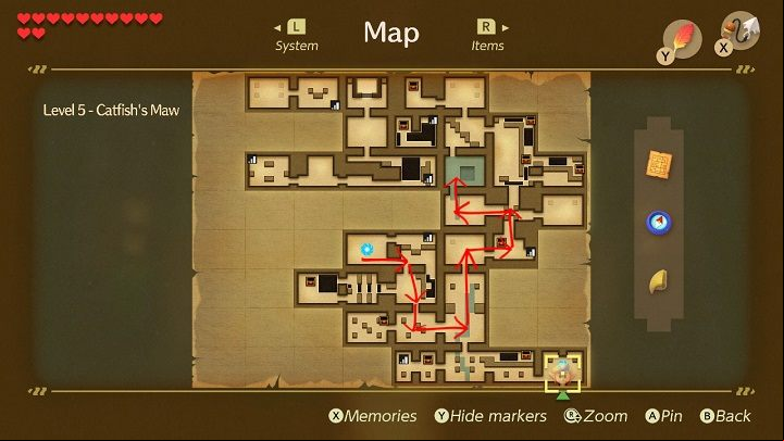 Go back to the previous room and go two rooms down - Catfishs Maw | Links Awakening Walkthrough - Walkthrough - Links Awakening Guide