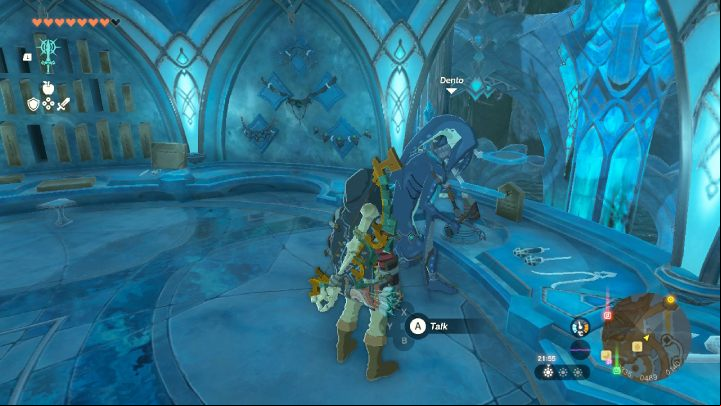 Go to Zora's Domain and talk to the blacksmith Dento - Zelda TotK: Sidon of the Zora - Walkthrough - Zelda Tears of the Kingdom Guide