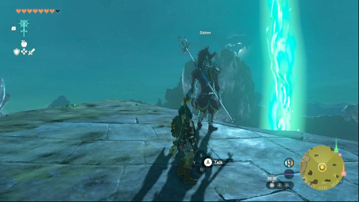 After putting on Zora Armor, meet Sidon at the green light in the middle of the lake - Zelda TotK: Sidon of the Zora - Walkthrough - Zelda Tears of the Kingdom Guide