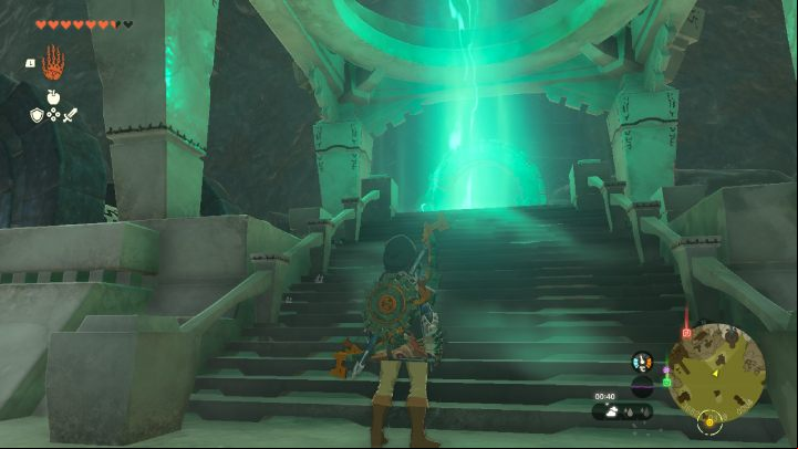 Swim up to the stairs in the middle of the room and interact with the altar - Zelda TotK: Sidon of the Zora - Walkthrough - Zelda Tears of the Kingdom Guide