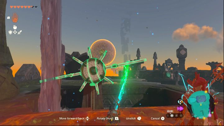 Attach two stone blocks to the water wheel, grab one of them and rotate the device - Zelda TotK: Sidon of the Zora - Walkthrough - Zelda Tears of the Kingdom Guide
