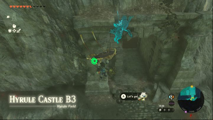 The next objective is at floor B3, in the western part of the map - Zelda TotK: Crisis at Hyrule Castle - Walkthrough - Zelda Tears of the Kingdom Guide
