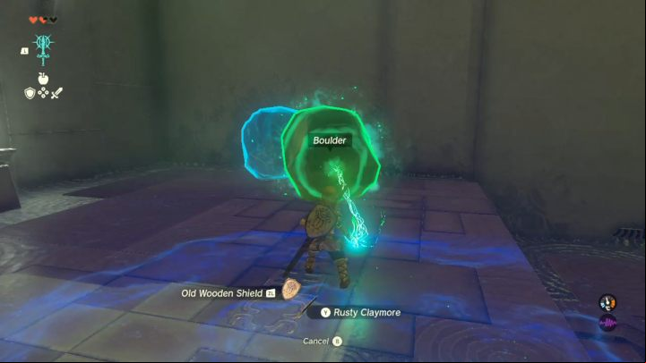 Activate Fuse and select the item you want to attach - Zelda TotK: In isa Shrine - Sky - Zelda Tears of the Kingdom Guide