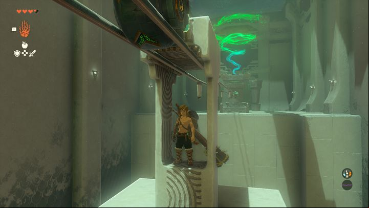 Once you're through, place one of the two wheels on the rail - Zelda Tears of the Kingdom: Susuyai Shrine - Surface - Zelda Tears of the Kingdom Guide