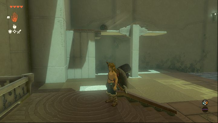To reach the chest you must use a single fan, place it as pictured above (on the side opposite to the chest), then activate it (shoot it with a bow or throw something at it) - Zelda Tears of the Kingdom: Ishodag Shrine - Surface - Zelda Tears of the Kingdom Guide