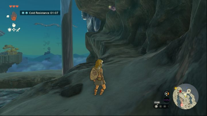 When you are in the frozen land, turn left, climb the stairs and start climbing up the rock - Zelda Tears of the Kingdom: All Shrines on Great Sky Island - Sky - Zelda Tears of the Kingdom Guide