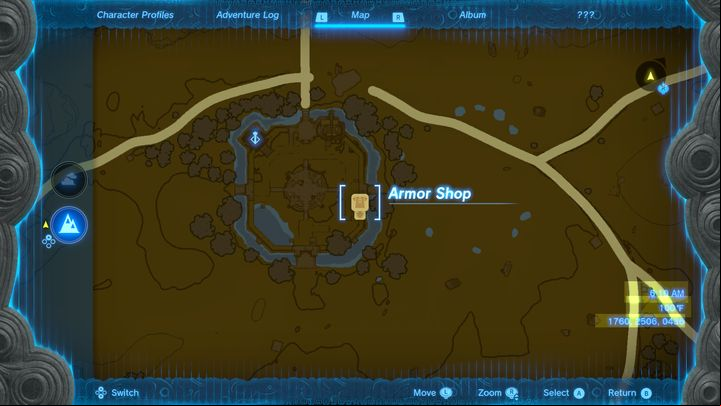Armor Shops, as the name suggests, are places where you can buy new equipment to protect your character - Zelda Tears of the Kingdom: Interactive map - Basics - Zelda Tears of the Kingdom Guide