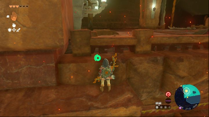 Reach the outer wall of the room and start climbing up - Zelda TotK: Yunobo of Goron City - Walkthrough - Zelda Tears of the Kingdom Guide