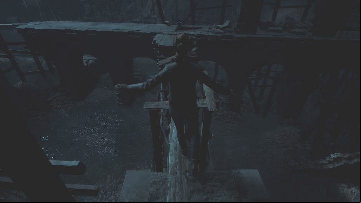 Next, you have to walk across a plank hanging right above the water - The Medium: Ruins - walkthrough - Walkthrough - The Medium Guide