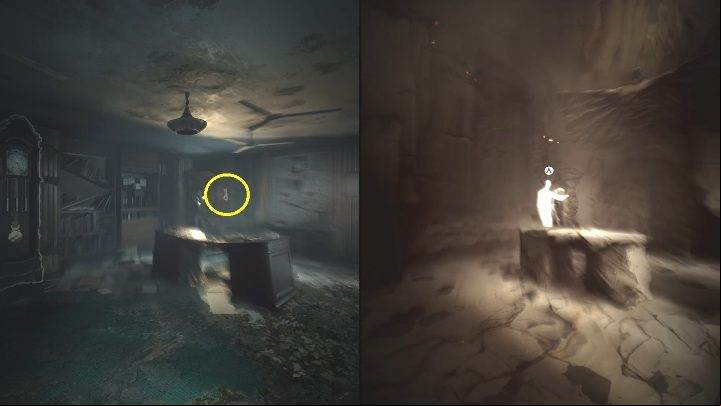 After that, return to your normal form and approach the cabinet blocking the age - The Medium: A secret room - walkthrough - Walkthrough - The Medium Guide